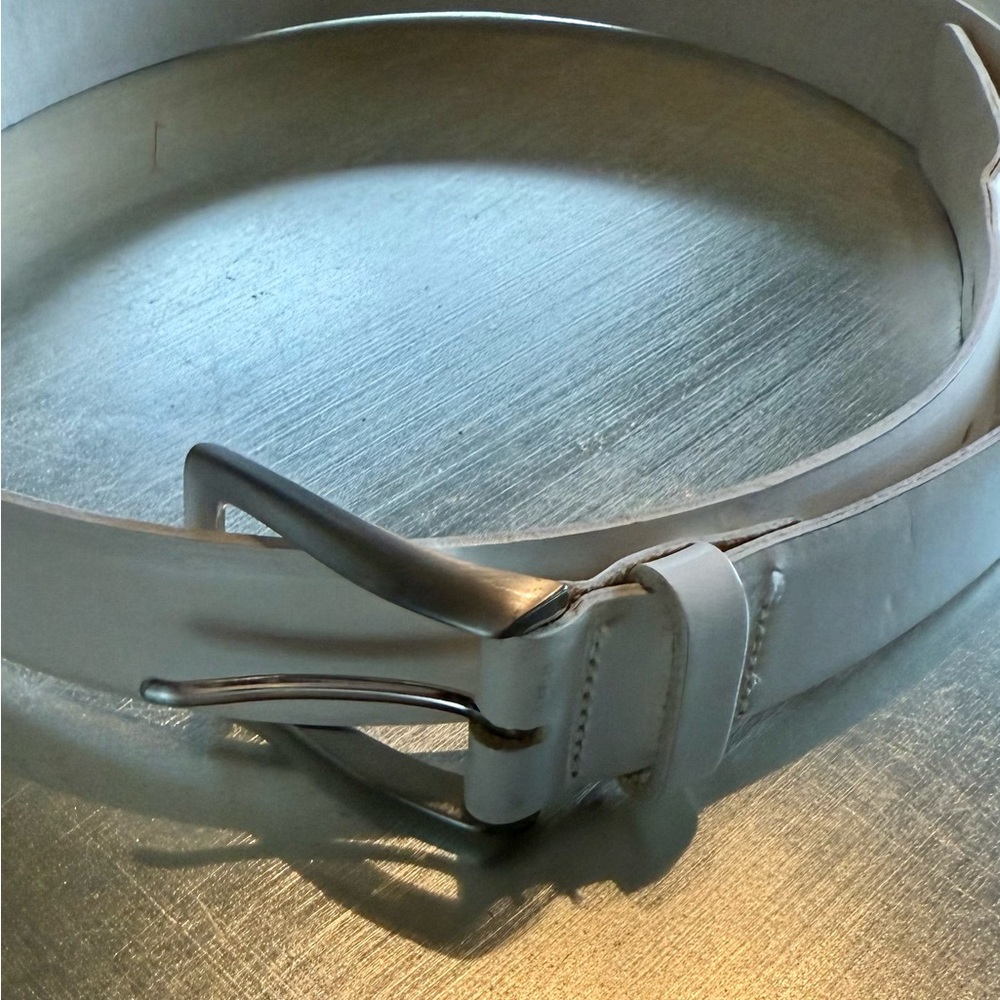 White Leather Men's Belt